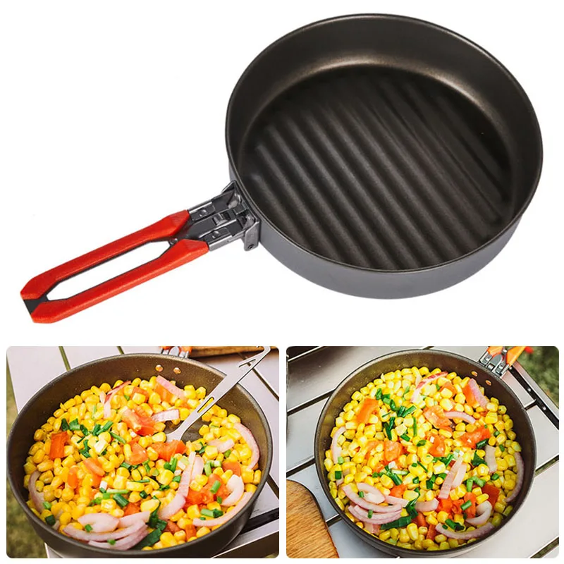 

1 Pcs Corrosion Resistant Outdoor 0.9L Non-stick Frying Pan W/ Foldable Handle For Camping Hiking Gathering Cooking
