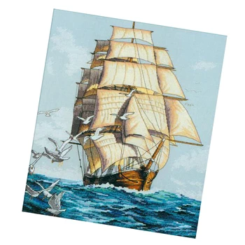 

11CT Sailboat Stamped Cross Stitch DIY Embroidery Kits For Beginners