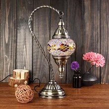 Turco lámpara de mesa mosaico Vintage Art Deco de vidrio artesanal de romántica cama de luz de la noche luz Lamparas de suministros para el hogar Decoración