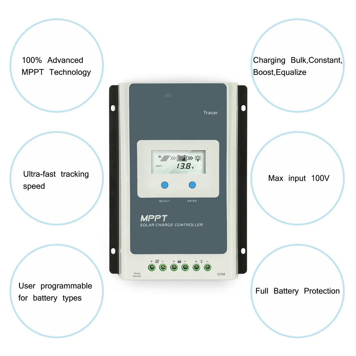 

Controller 12V/24V PV 60V Tracer AN Power Regulator 10A Replacement for Epever MPPT Solar Charge