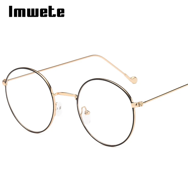Imwete винтажные негабаритные круглые мужские и женские очки для близорукости Изысканная металлическая оправа высокие оптические прозрачные линзы для близорукости-50-400