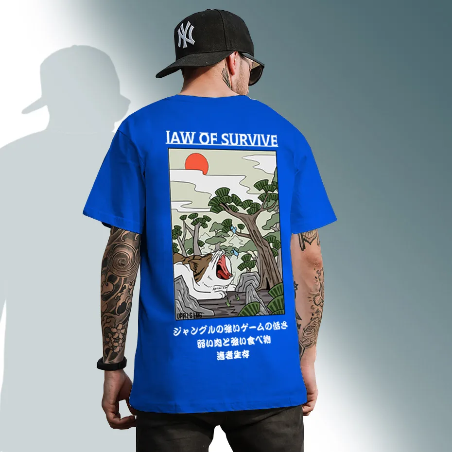 jaw of survive japanese style oversized cat t shirt for male harajuku style cat men t shirt