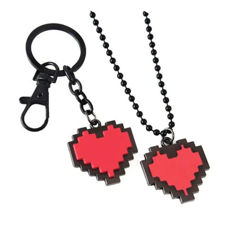 Undertale Cosplay Prince's Determination Heart Shape Necklace Keychain Brooch Badge Game Accessories Metal Anime Character Props