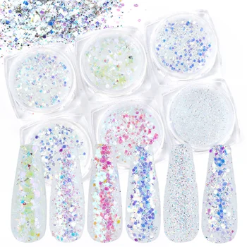 

6 Box Sparkle Nail Glitter Set UV Gel Polish Sequins Gradient Pigment Dip Powder Charm Acrylic Nail Art Design Crafts LA1539-20