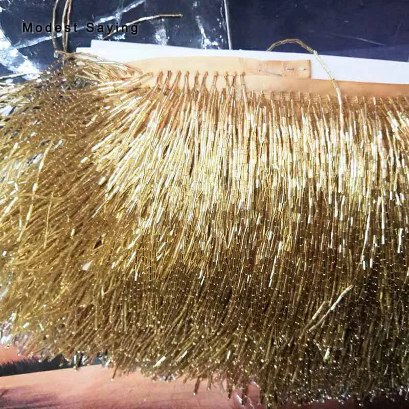 gold 1 ярд 15 см золотое ожерелье с бахромой обрезанная лента швейная трубка отделочная кисточка латинское платье драма вечернее платье одежда аксессуары - Цвет: gold