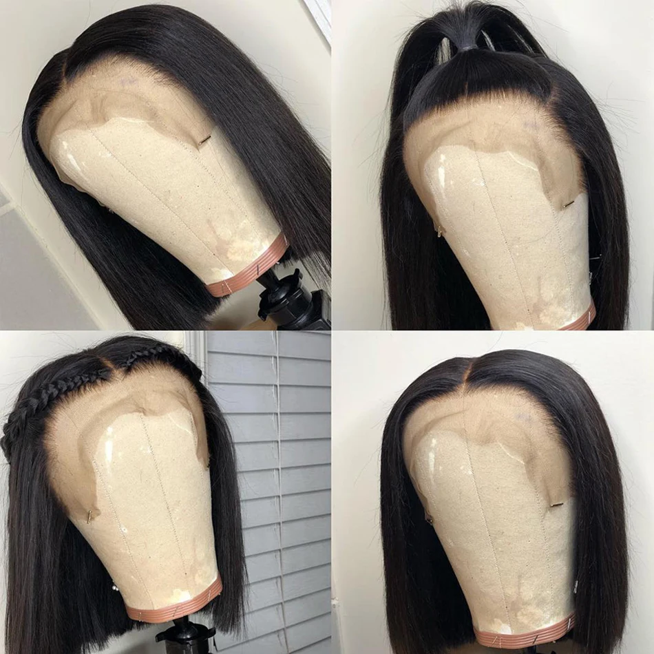 short bob wig straight human hair with lace closure lace front wigs 09