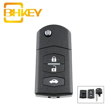 

BHKEY 3PCS 2/3 Buttons Flip Folding Smart Car Key Shell for Mazda 3 5 6 replacement Car Remote Key Fob Case Cover