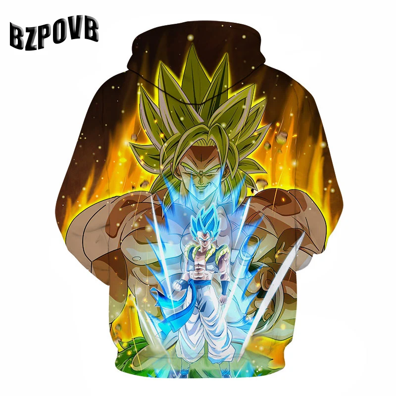 Dragon Ball Супер Broly 3D толстовки Толстовка мужская мода мультфильм аниме Печатный пуловер с круглым вырезом длинным рукавом Толстовка уличная