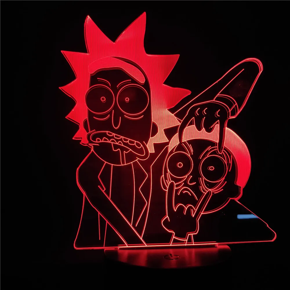  Rick and Morty Cartoon 3d LED Night Light for Children Night Lamp LED Mutilcolors Change LED Table  - 4000071924339