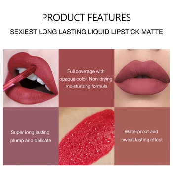 

6 Sets Matte Lipstick Set Makeup Lipstick Sexy Lip Glaze Natural Moisturizer Waterproof Velvet Lip Glosses Makeup Wholesale