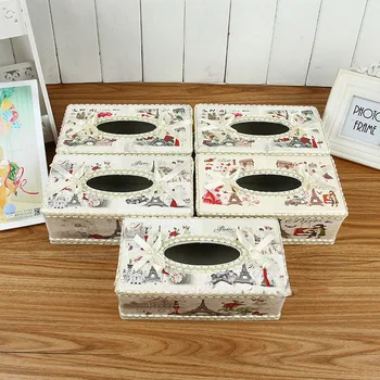 

PU Leather Tissue Box Fashion Home Storage Decorative Tray Beautiful Print Box