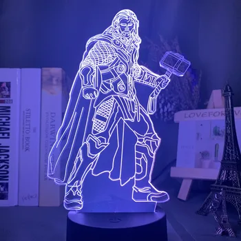 

3D Illusion Night Lamp Superhero Thor Figure Nightlight for Kids Bedroom Decoration Usb Battery Powered Led Night Light