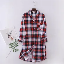 Весенняя и Осенняя Женская модная многоцветная фланелевая ткань с принтом Повседневная Ночная рубашка для женщин трендовая одежда для сна из хлопка размера плюс