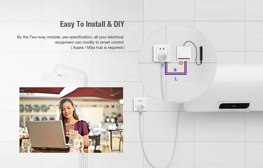 Two-way Control Module Wireless Relay Controller 2 Channels Works With Xiaomi Mi