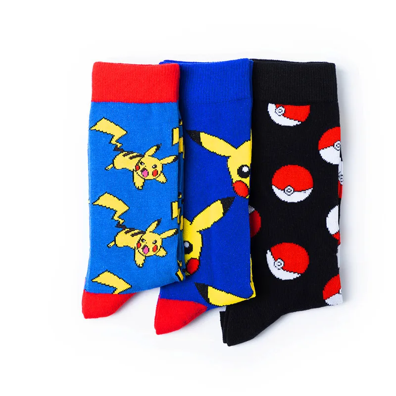 Anime Pokemon Pikachu figura calcetines de algodón Pokemon Squirtle Charmander Bulbasaur Anime Cosplay de las mujeres de los hombres calcetines para regalo de Navidad