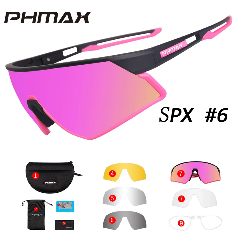 Colors 6 PHMAX женские поляризованные велосипедные солнцезащитные очки 5 линзы очки для езды на горном велосипеде ультралегкий, дорожный велосипед солнцезащитные очки на открытом воздухе очки - Цвет: Colors 6