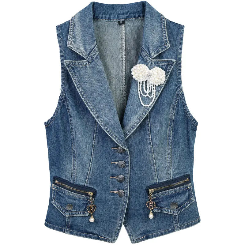 Denim Vest Women 2022 Fashion Spring Autumn Slim Sleeveless Vest Short