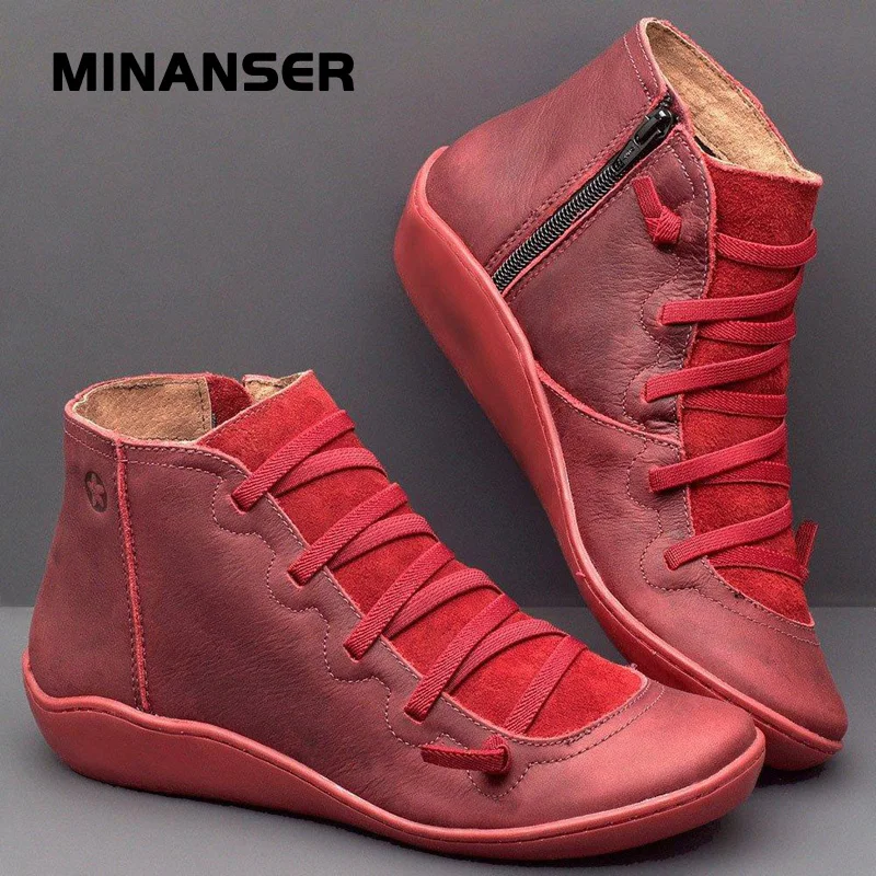 

2019 Women Shoes Comfortable Chaussure Homme Casual Flat Boots Women Microfiber Leather Winter Autumn Hiking Ankle Boots
