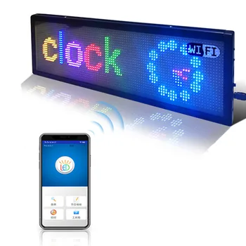 

20*6inch P5MM RGB Full Color LED Sign Display Board, 12V wifi Programmable scrolling information Multi-functio LED screen