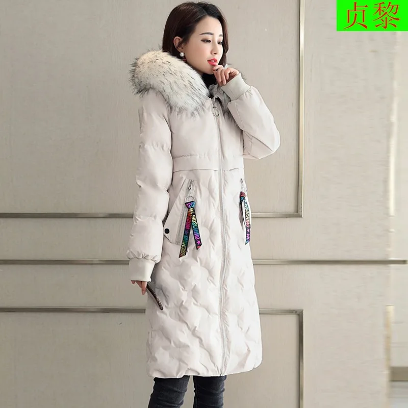 

2018 Winter New Style WOMEN'S Dress Korean-style Cotton-padded Jacket Exta-long over-the-Knee Slimming down Coat down Jacket Cot