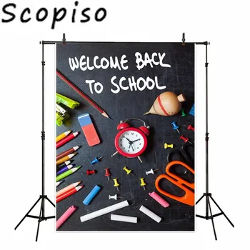 

Scopiso Back To School Student Stationery Alarm Clock Party Decoration Photography Backdrop Background Photo Studio Prop
