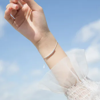 

3mm Bohi 100% real. 925 Sterling silver Fine Jewelry Round Lucky Ball Chain Bracelet women's GTLS922