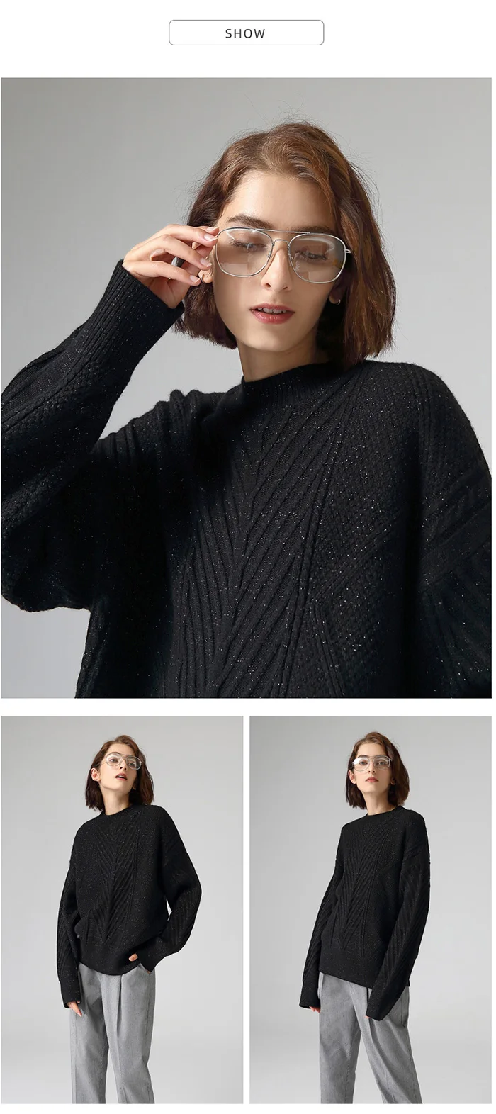 Toyouth зимние утолщенные свитера для женщин с буквенным принтом сзади, пуловер с длинным рукавом, повседневный черный свитер
