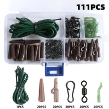 111 Pieces of Carp Fishing Gear Accessories Set Hollow Hose Sliding Holster Swivel Pin Fishing Tool