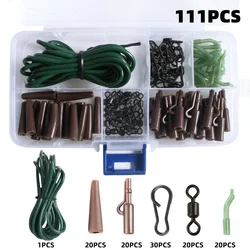 111 Pieces of Carp Fishing Gear Accessories Set Hollow Hose Sliding Holster Swivel Pin Fishing Tool