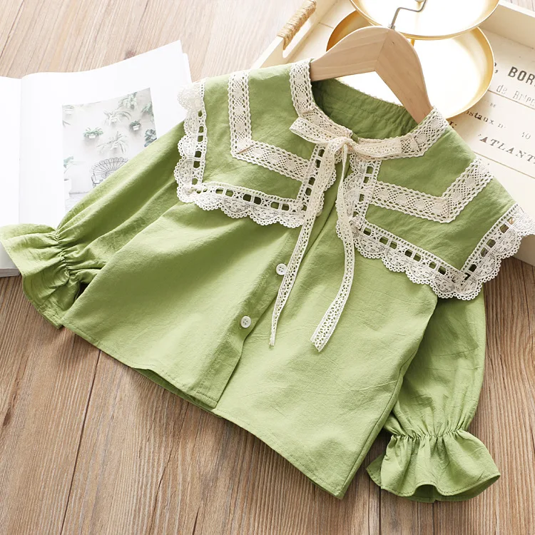 Owligbaby/Новинка года; стильная рубашка для девочек; модная весенняя хлопковая блузка для девочек; Размеры 3-8t