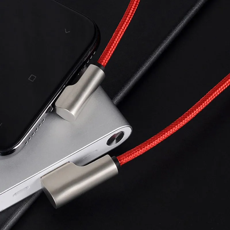 Зарядный кабель для iPhone X 8 7 6 2.4A Быстрый USB TYPE C зарядный кабель для huawei Xiaomi цинковый сплав изогнутый угловой игровой кабель
