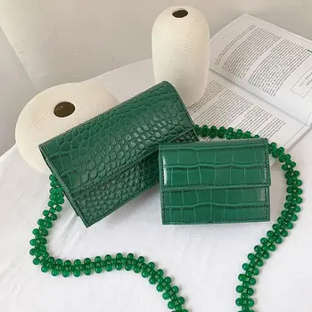 

Women Leather Beads Chain Handbag Shoulder Bag Purse Tote Satchel Crossbody