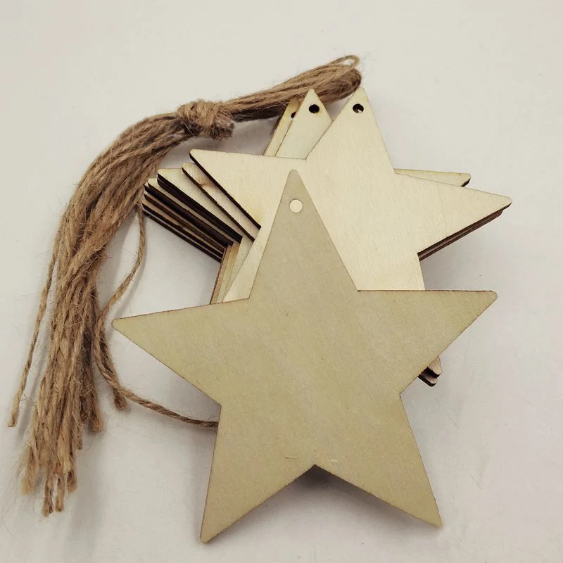 10Pcs Festive Party 8cm Supplies Five-pointed Star Pendant Hemp Rope Xmas Ornament New Year Gifts Christmas Tree Decoration