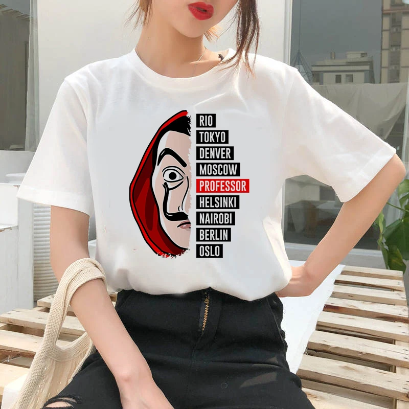2020 Fashion Women Harajuku Portrait of banknote house Printed T Shirt Casual Short Sleeve Women's T-shirt Soft Female T shirt