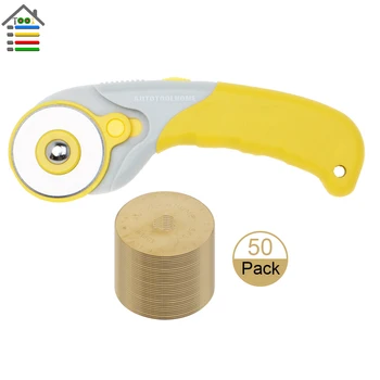 

50pcs 45mm Titanium Coated Rotary Cutter Blades with Fabric Paper Rotary Cutter Quilting Sewing Supplies Cutting Blade Art Craft