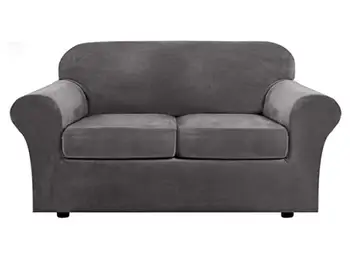 

Real Velvet Plush 3 Piece Stretch Sofa Cover Velvet-Sofa Slipcover Loveseat Cover Furniture Protector Couch Soft Loveseat Slipco