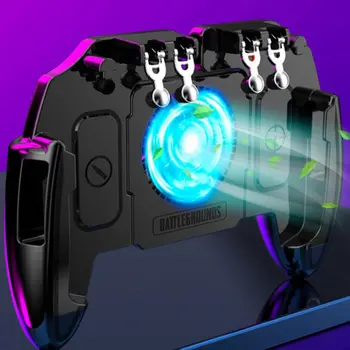 

Mobile Joystick Controller with Cooling Fan Six Finger Gamepad Fan Operation Gamepad For Ios For Android