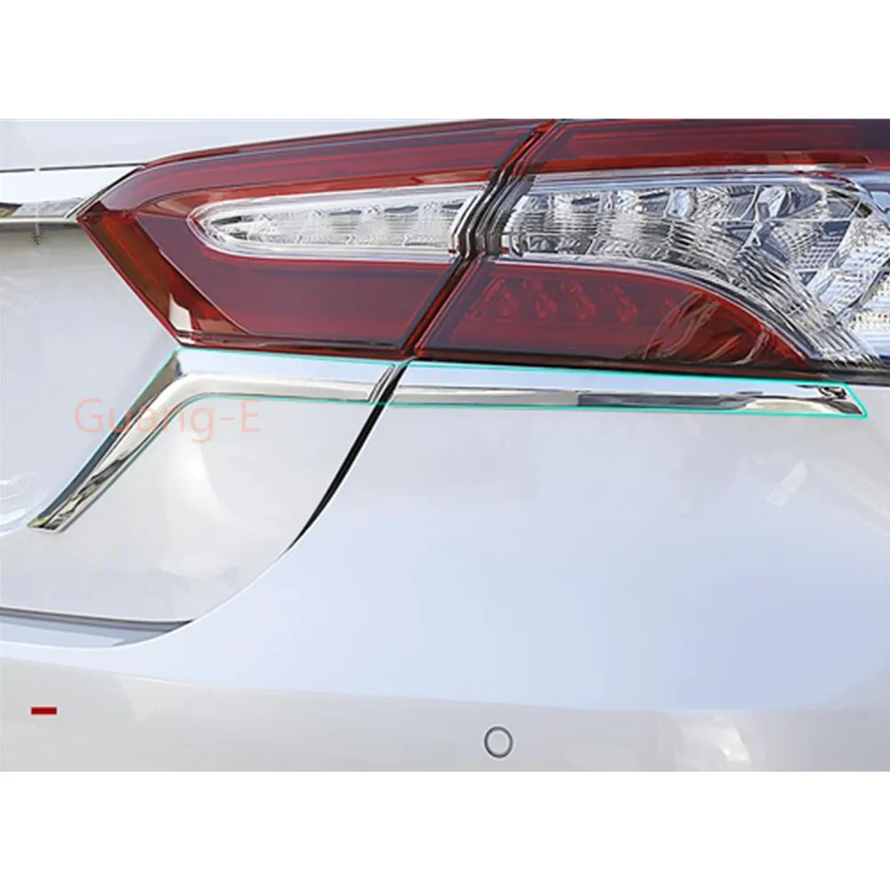 

For Toyota Camry 2018 2019 2020 Car Body Rear Back Fog Eyebrow Trim Light Lamp Frame Stick ABS Chrome Cover 2pcs