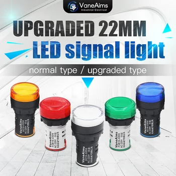 

Indicator Lamp 22mm Led Indicator Light Pilot Signal Lamp Power Light Red yellow Green Blue White LED 12v24v110v220v
