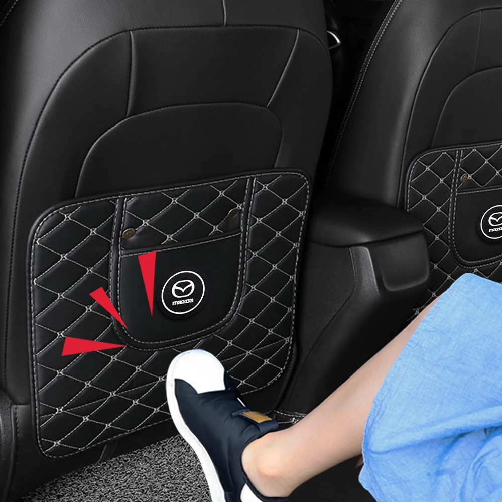 

Fiber Leather Car Seat Back Anti-Kick Mat Car Styling Interior Accessories For MAZDA Axela 2 3 CX6 CX-5 CX4 CX3 MX-5 CX-9 2019