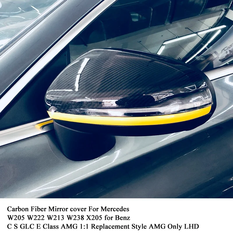 Крышка для зеркала из углеродного волокна для Mercedes W205 W222 W213 W238 X205 GLC GLS C S GLC E класс C180 C200 AMG 1:1 замена стиль AMG