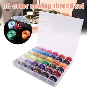 

36 Pcs Sewing Thread Set with Plastic Bobbins Sewing Machine Spools Case for Home LXY9