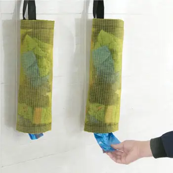 

Black Yellow Home Grocery Bag Organizer Practical Useful Hanging Garbage Bag Rubbish Package Holder Wall Mount Rack Durable