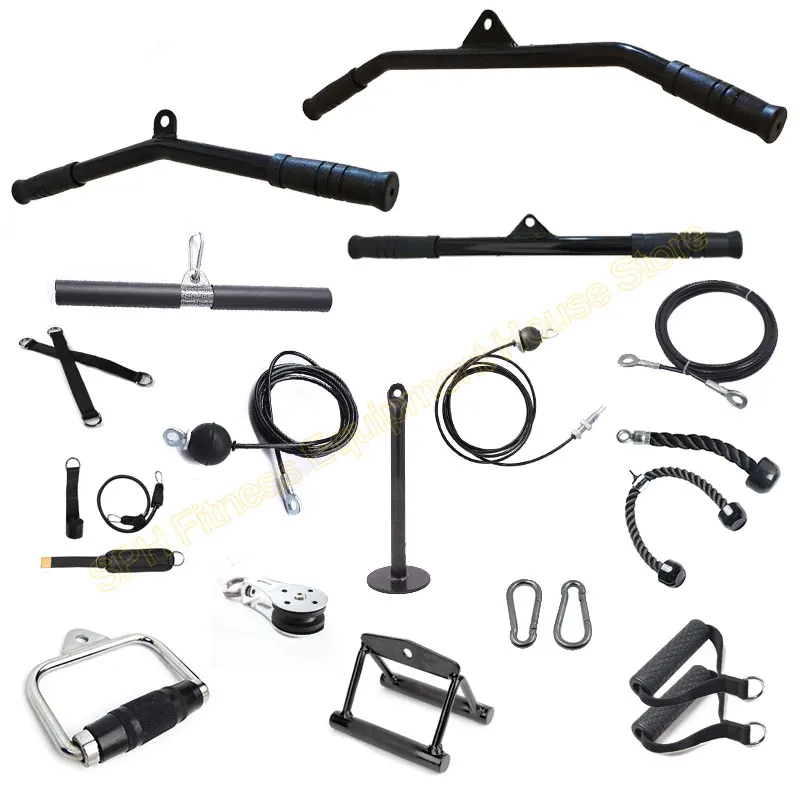 Fai Da Te Home Gym Pvd Pull Down Equipment Fitness Maniglia T-Bar Grip Wire Rope Pully Moschettone Accessori Per Allenamento Di Canottaggio Seduto