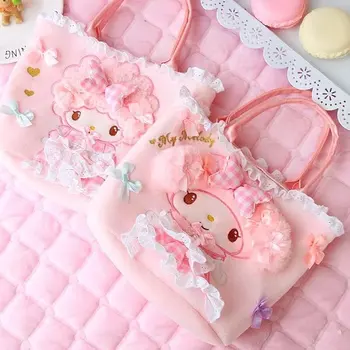 

Candice guo! super cute plush toy sweet bowknot my melody pink sheep soft handbag storage bag girl birthday Christmas gift 1pc