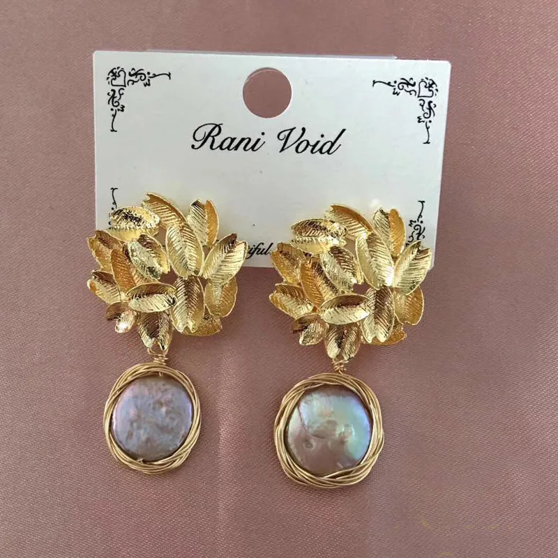 

Jewelry Ethnic Handmade Flower Lotus Natural Pearl Tree Shape Dangle Earrings Accessories for Women 2019 New