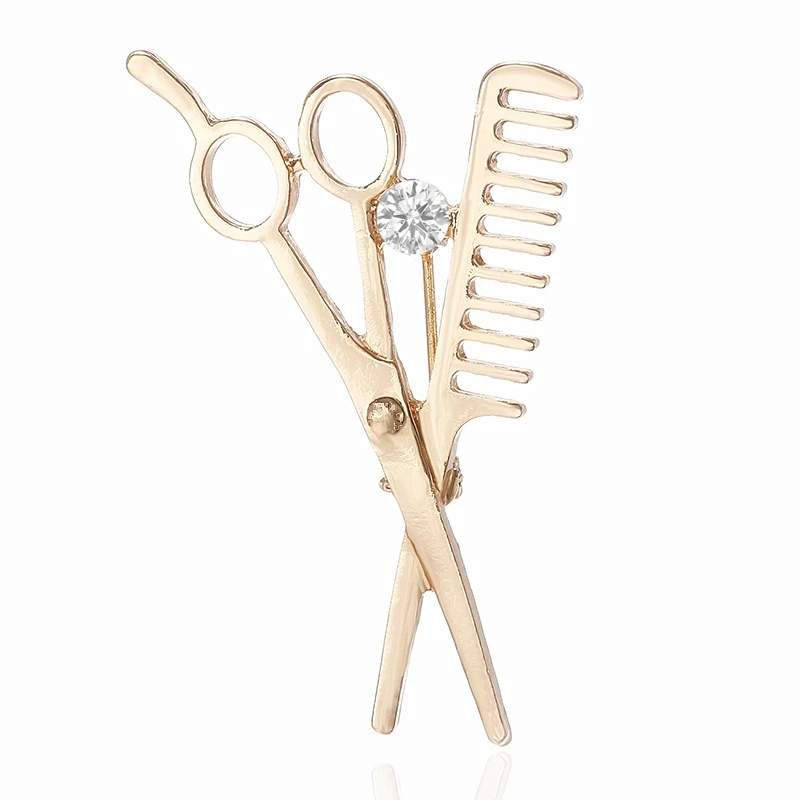 Броши с кристаллами Kpop булавки для воротника гребень ножницы парикмахерские