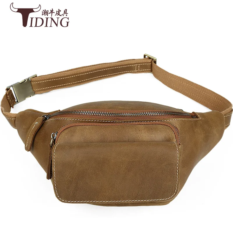 

Tiding New Style Casual Sports Leather Pocket Anti-Theft Riding Backpack Cowhide Men's Bag Shoulder Bag 3107