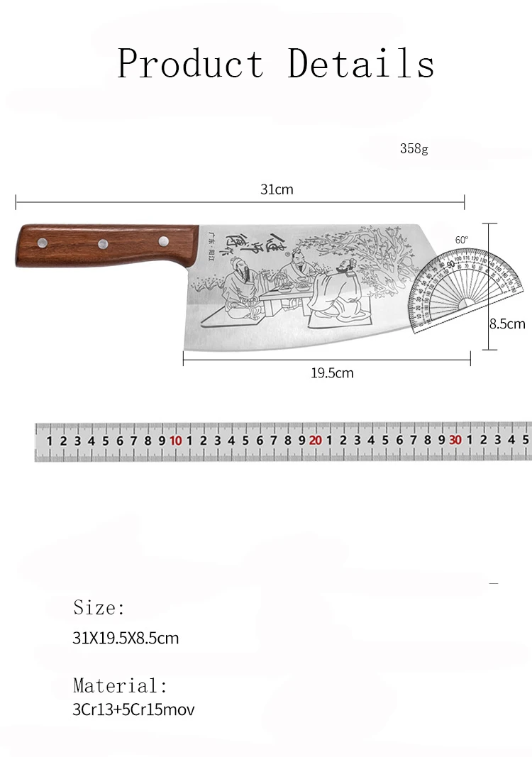 Cartoon stainless kitchen knives set cleaver, cook knife, carving knif By  ImpressinArt