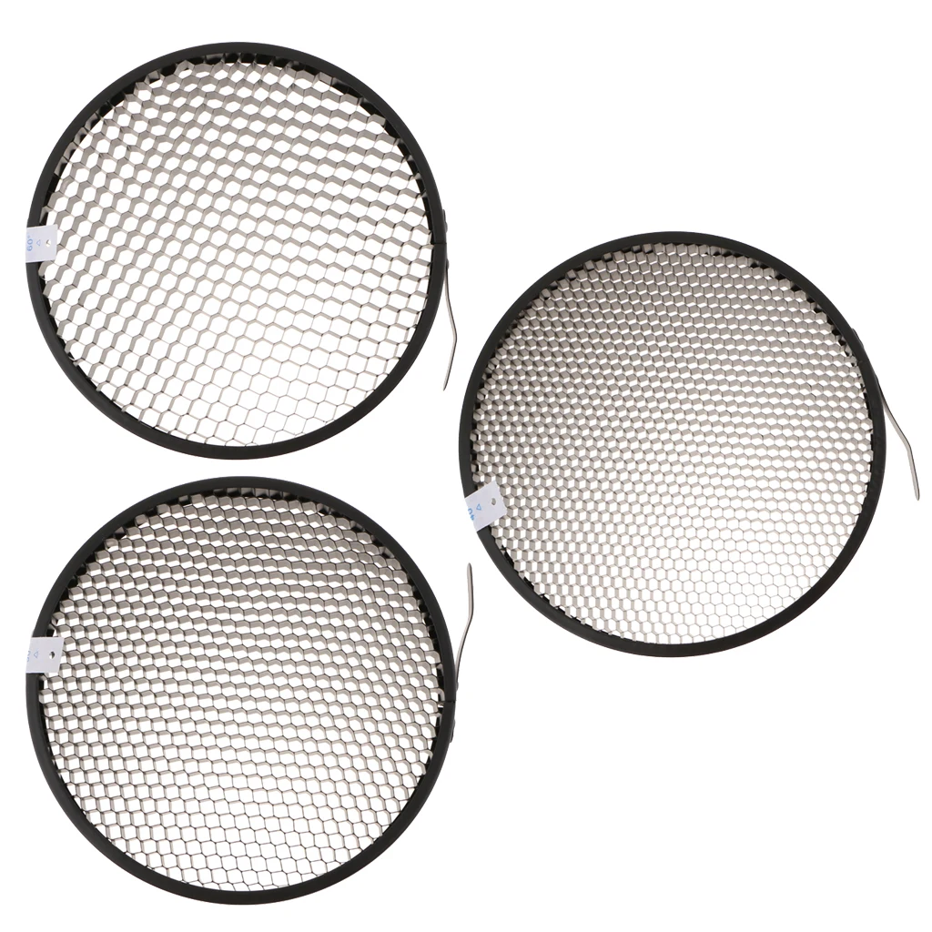 3Pack Aluminum 60° 50° 40° Eggcrate Honeycomb Grid Mesh for 7inch Standard Reflector Diffuser Lamp Shade